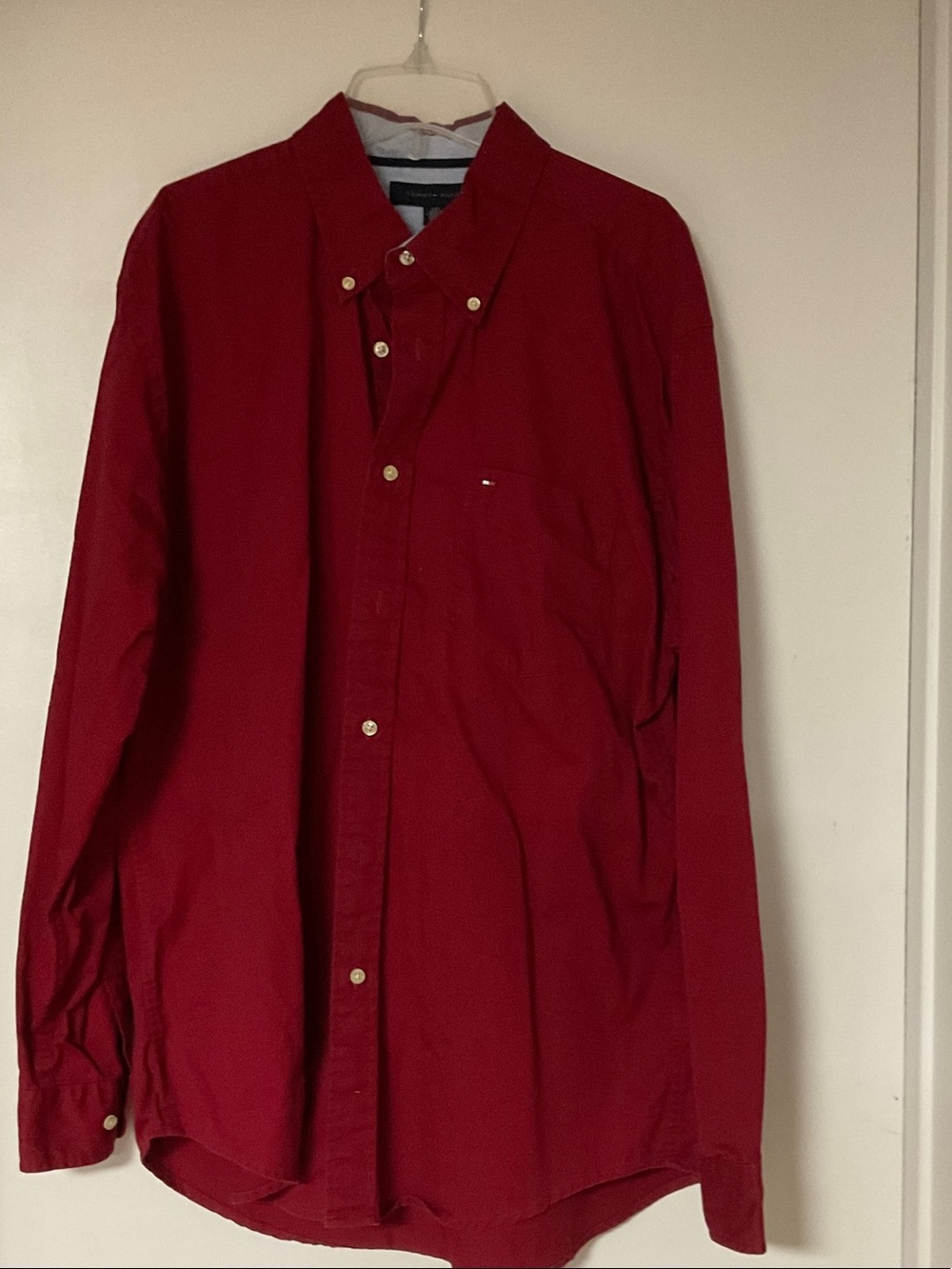 Tommy Hilfiger Men's Button-Down Shirt in Deep Red